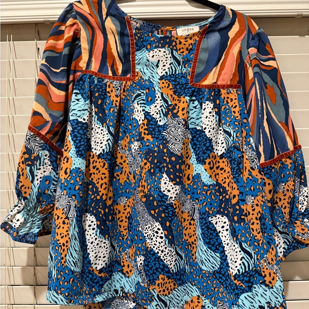 Umgee Multicolor Abstract Blouse